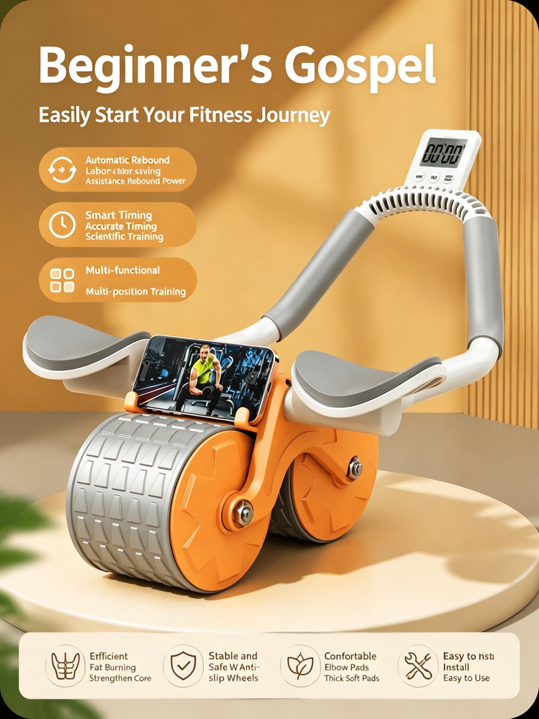 Ab Roller Wheel With Elbow Support - 팔꿈치 지지대가 있는 자동 리바운드 복근