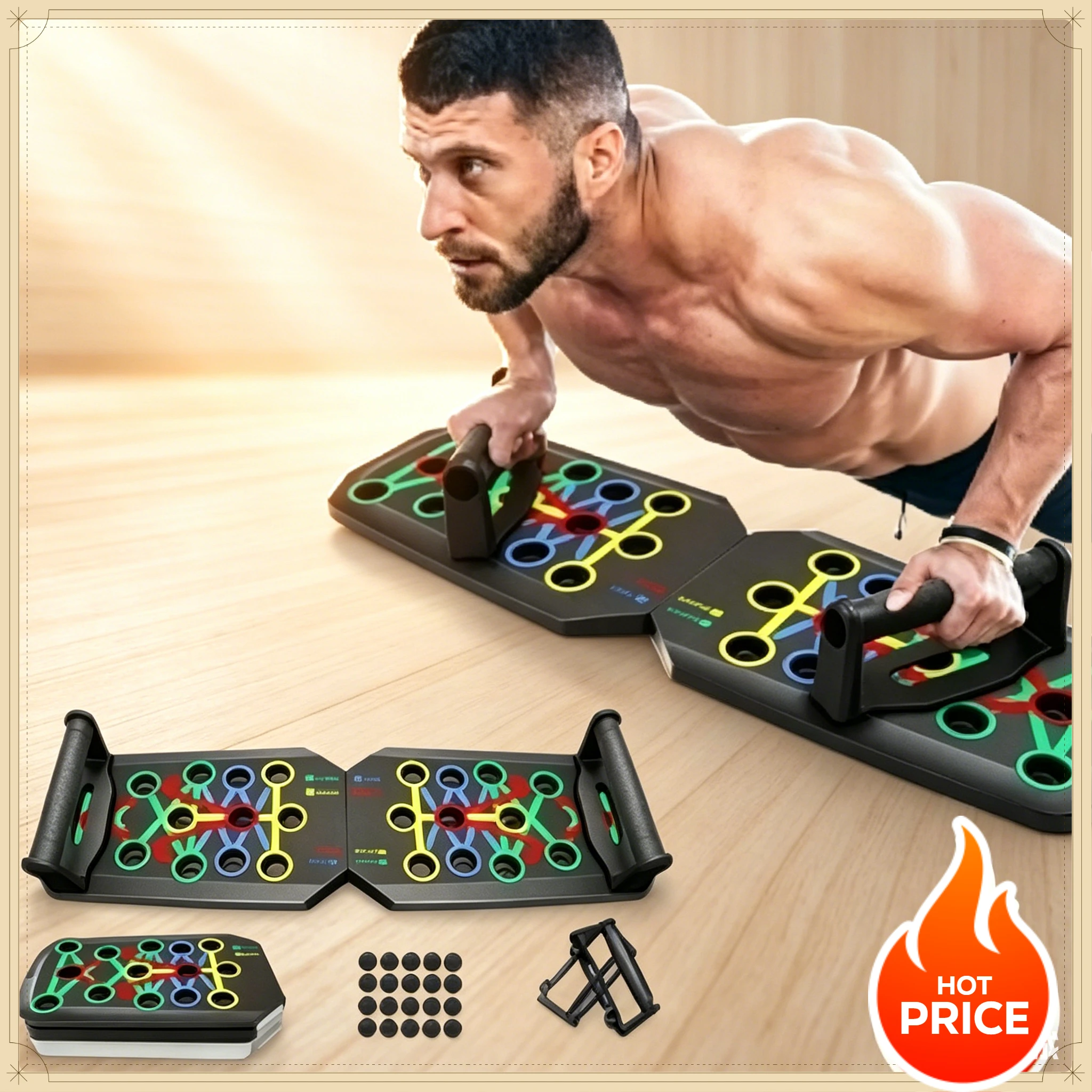 Push Up Board Foldable Multi Function - 가정용 접이식 푸시업 랙 다기능 근력