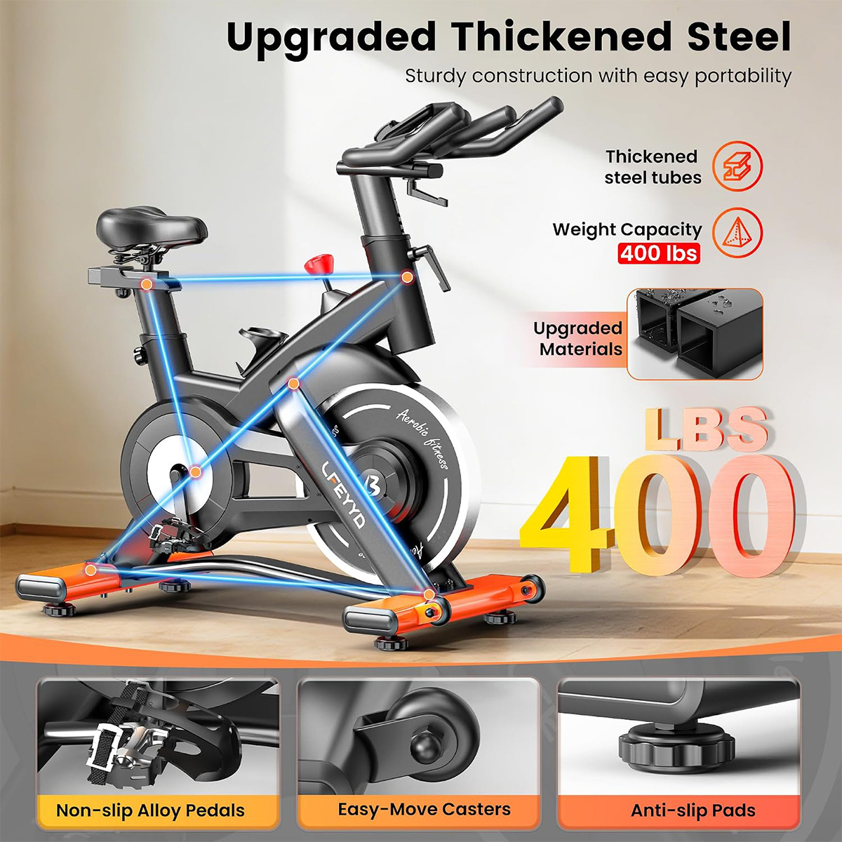 푸부 운동용 자전거, 400LB 자기 저항 방식의 실내 - Exercise Bike Magnetic Resistance 리뷰 및 가격